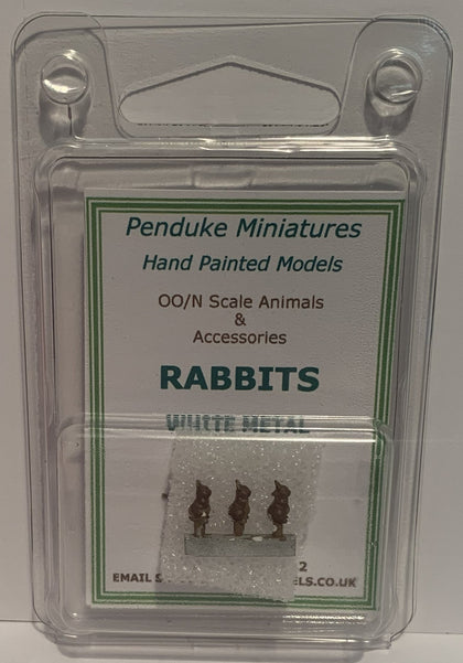 RABBITS X 3 GREY or BROWN 00 SCALE