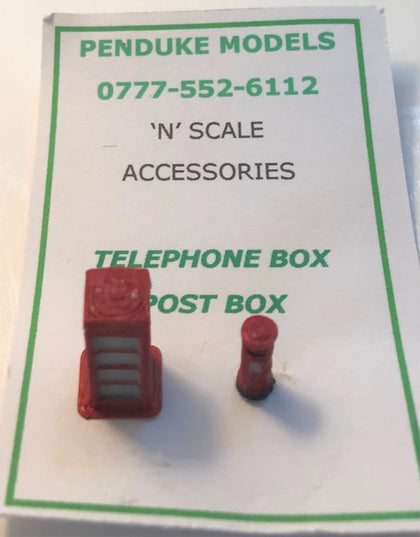 TELEPHONE BOX AND POSTBOX  N GAUGE